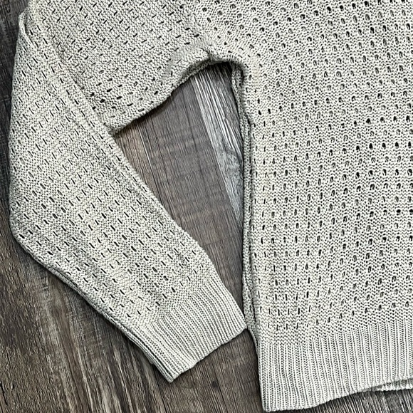 Pink Lily Open Knit Beige Sweater Sz M Coastal Boho  Festival Neutral Beachy - Picture 13 of 13